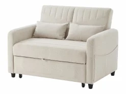Sofá 2 plazas - Sofá lounge con función extraíble y dos cojines - respaldo regulable - tejido de algodón y lino
