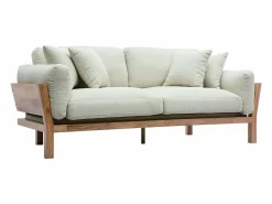 Miliboo Sofá 3 plazas blanco crema patas madera KYO