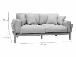Miliboo Sofá 3 plazas blanco crema patas madera KYO