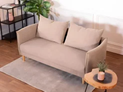 Best Sofá 3 Plazas Camel - Tejido de Poliéster (187 x 62 x 93 cm) - MELANIE Beige