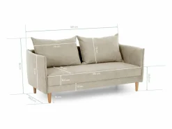 Best Sofá 3 Plazas Camel - Tejido de Poliéster (187 x 62 x 93 cm) - MELANIE Beige