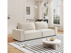 DripeX Sofá 3 plazas chenilla - con reposabrazos anchos - 220 x 83 x 88 cm Beige