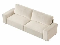 DripeX Sofá 3 plazas chenilla - con reposabrazos anchos - 220 x 83 x 88 cm Beige