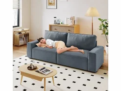 Hot Sofá 3 plazas chenilla - con reposabrazos anchos - 220 x 83 x 88 cm Sofá Escandinavo