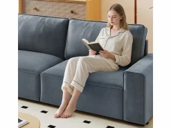 Hot Sofá 3 plazas chenilla - con reposabrazos anchos - 220 x 83 x 88 cm Sofá Escandinavo