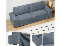 Hot Sofá 3 plazas chenilla - con reposabrazos anchos - 220 x 83 x 88 cm Sofá Escandinavo