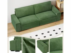 DripeX Sofá 3 plazas chenilla - con reposabrazos anchos - 220 x 83 x 88 cm