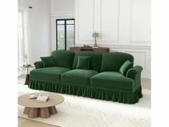Sale Sofá 3 Plazas Chenille Mid-Century, Funda Extraíble y 3 Cojines, 272x83.5x93cm, Sofás Club