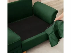 Sale Sofá 3 Plazas Chenille Mid-Century, Funda Extraíble y 3 Cojines, 272x83.5x93cm, Sofás Club