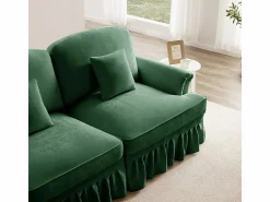 Sale Sofá 3 Plazas Chenille Mid-Century, Funda Extraíble y 3 Cojines, 272x83.5x93cm, Sofás Club