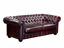 Hot LINEA SOFA Sofá 3 plazas chesterfield 100% piel cereza BRENTON Granate