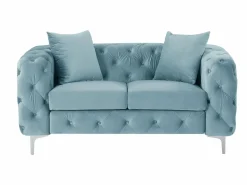 Vente-unique Sofá 2 plazas chéster de terciopelo azul pastel y patas de metal EDWINA