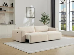 Clearance Vente-unique Sofá 4 plazas con asiento deslizante eléctrico de pana PASTARO Beige