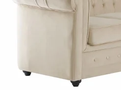 Discount Vente-unique Sofá 3 plazas convertible de terciopelo CHESTERFIELD Beige
