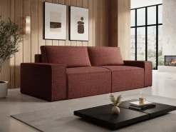 Discount Sofá 4 plazas convertible en chenilla color burdeos AMELIA Colección Rouge Passion|Sofás Y Sillones