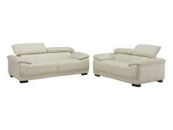 Sofá 3+2 plazas de piel de becerro blanco MACELO Conjunto Sofás