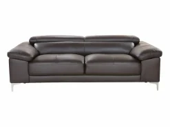 Best LINEA SOFA Sofá 3 plazas de piel de becerro en color marrón SOLANGE Marru00f3n chocolate
