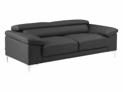 LINEA SOFA Sofá 3 plazas de piel de becerro en color negro SOLANGE