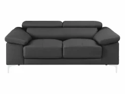 Sale LINEA SOFA Sofá 2 plazas de piel de becerro color antracita SOLANGE Gris antracita