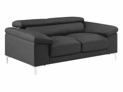 Sale LINEA SOFA Sofá 2 plazas de piel de becerro color antracita SOLANGE Gris antracita
