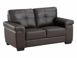 Clearance Vente-unique Sofá 2 plazas de piel de becerro en marrón HAZEL Marru00f3n chocolate