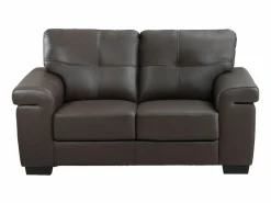 Clearance Vente-unique Sofá 2 plazas de piel de becerro en marrón HAZEL Marru00f3n chocolate