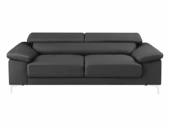 Discount LINEA SOFA Sofá 3+2 plazas de piel de becerro en color negro SOLANGE Gris antracita