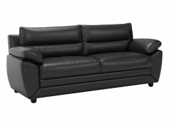 Discount Vente-unique Sofá 3 plazas de piel sintética en color MANOA Negro