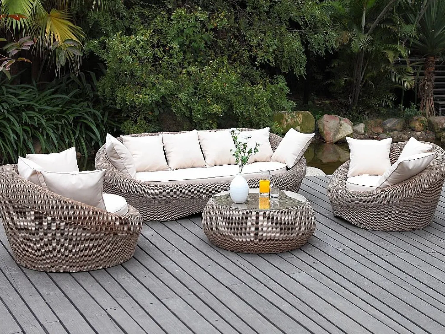 Sale MYLIA Sofá 3 plazas de resina trenzada marrón - WHITEHEAVEN Marru00f3n