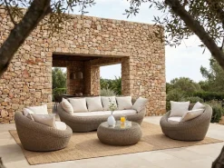 Sale MYLIA Sofá 3 plazas de resina trenzada marrón - WHITEHEAVEN Marru00f3n