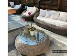 Sale MYLIA Sofá 3 plazas de resina trenzada marrón - WHITEHEAVEN Marru00f3n