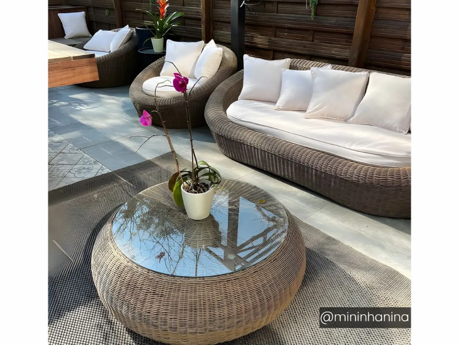 Sale MYLIA Sofá 3 plazas de resina trenzada marrón - WHITEHEAVEN Marru00f3n