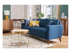 Clearance Sofá 3-4 plazas de tejido oscuro y madera oscura MUNIK Sofá Escandinavo