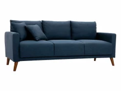 Clearance Sofá 3-4 plazas de tejido oscuro y madera oscura MUNIK Sofá Escandinavo