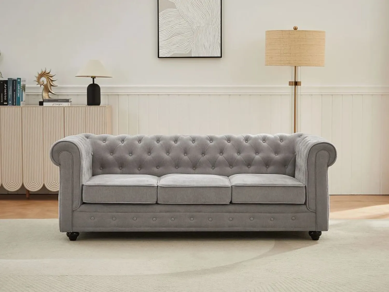 Sofá 3 plazas de tela color CHESTERFIELD Sofás Chesterfield