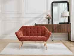 Online Vente-unique Sofá 2 plazas de tela texturizada CASERTA Terracota