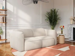 Outlet Maison Céphy Sofá 3 plazas de tela texturizada CAMILIO de Beige