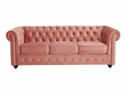 Clearance Sofá 3 plazas de terciopelo color rosa polvo CHESTERFIELD Sofás Chesterfield