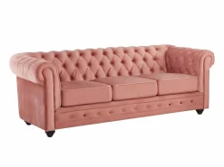 Clearance Sofá 3 plazas de terciopelo color rosa polvo CHESTERFIELD Sofás Chesterfield