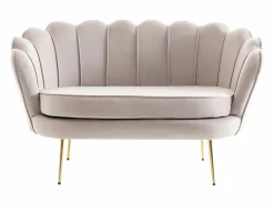 Discount Sofá 2 plazas de terciopelo color con forma de concha DANDELION Sofá De Terciopelo|Sofá - 2 Plazas