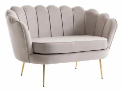 Discount Sofá 2 plazas de terciopelo color con forma de concha DANDELION Sofá De Terciopelo|Sofá - 2 Plazas