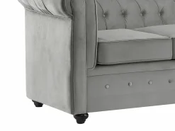 Outlet Vente-unique Sofá 3 plazas de terciopelo color gris plata CHESTERFIELD Gris claro