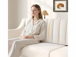 Discount Sofá 3 plazas de terciopelo - patas de madera maciza 19cm - con 2 cojines - 206x74x83cm - Sofá Escandinavo