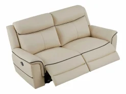 Best Vente-unique Sofá 3 plazas eléctrico de cuero ADELIO Beige