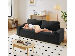 DripeX Sofá 3 plazas en chenille - con grandes brazos - 55cm asiento profundo - 220 x 83 x 88 cm