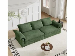 Best Sofá 3 plazas en pana, con 2 cojines de brazo, desmontables y lavables, 265x86x88cm, Todos Los Sofás|Sofá De Terciopelo