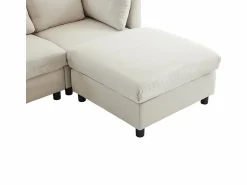 DripeX Sofá 3 plazas en tejido de lino, con pouf, 3 cojines lumbares y 2 cojines, 220x83x81cm,