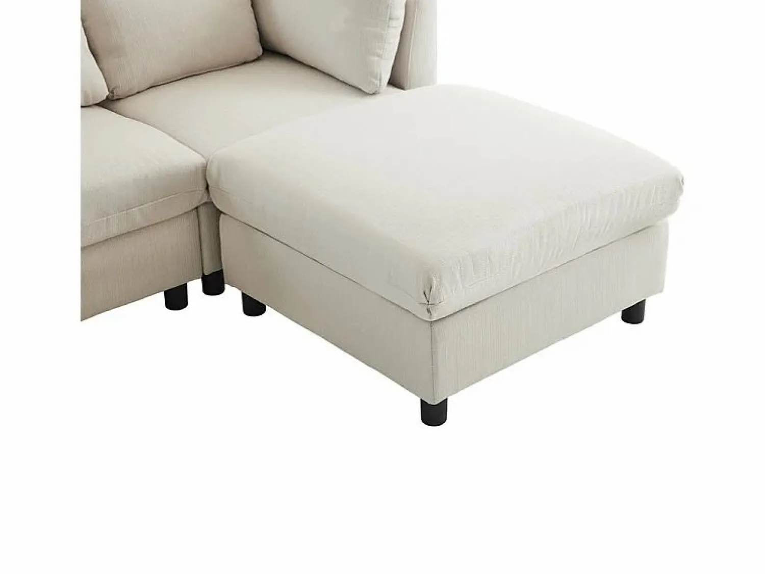 DripeX Sofá 3 plazas en tejido de lino, con pouf, 3 cojines lumbares y 2 cojines, 220x83x81cm,