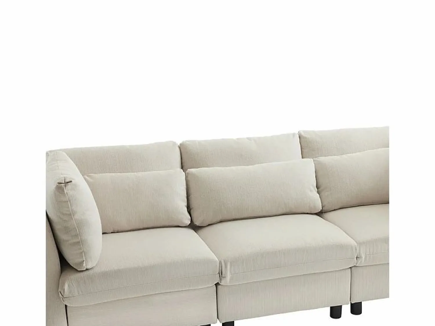DripeX Sofá 3 plazas en tejido de lino, con pouf, 3 cojines lumbares y 2 cojines, 220x83x81cm,