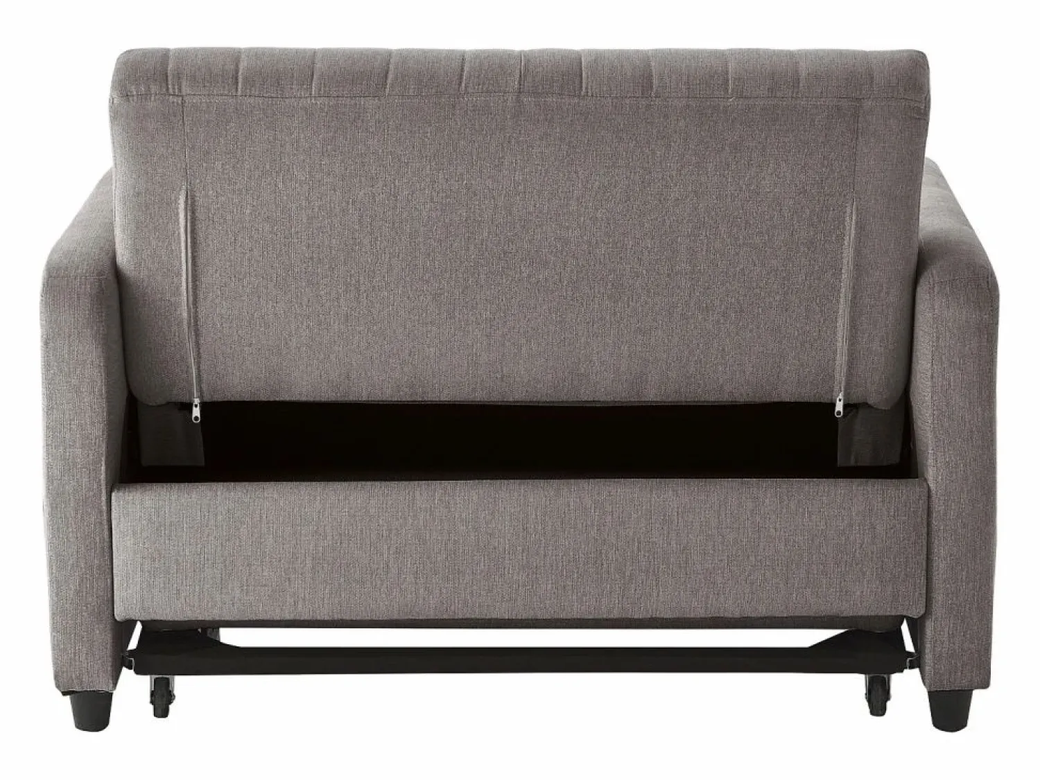 Outlet Sofá 2 plazas - Sofá lounge con función extraíble y dos cojines - Respaldo regulable - Tejido de algodón y lino Gris
